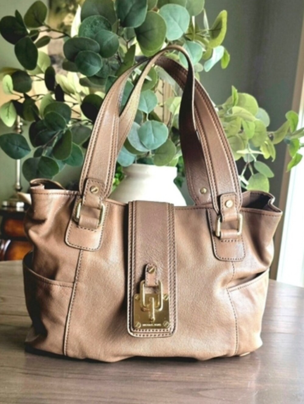 MICHAEL Michael Kors Vintage Taupe Leather Hobo/Satchel Bag